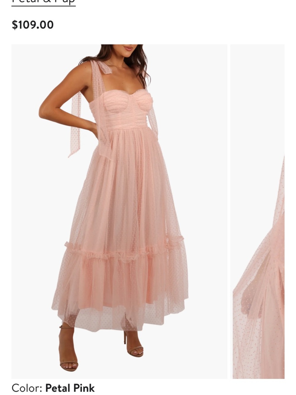 Petal & Pup - Pink Tulle Maxi Dress with Bow Straps - Picture 2 of 3